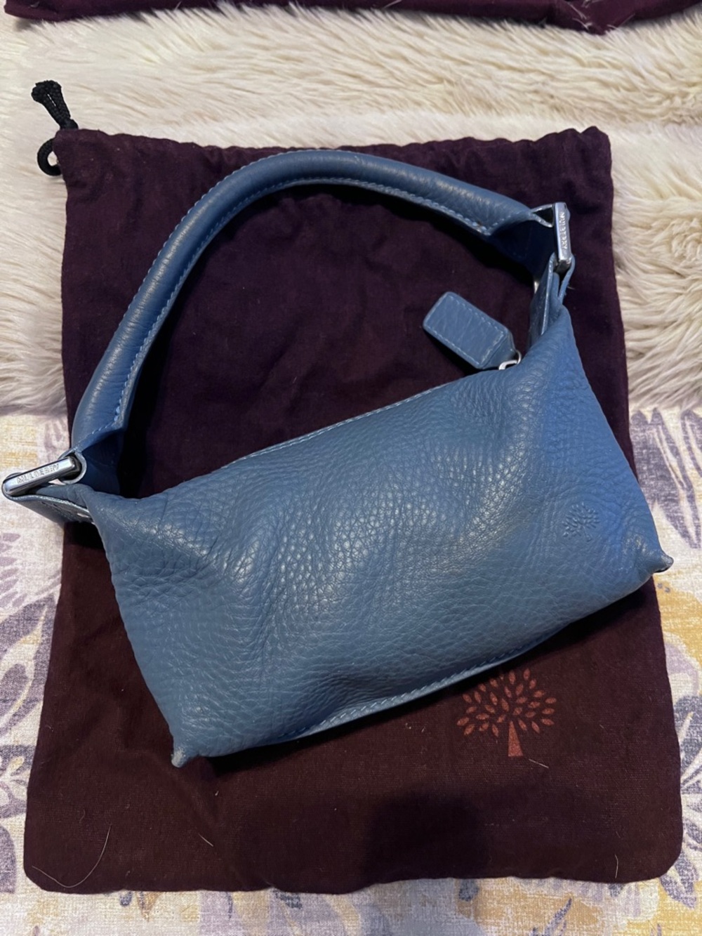 **RARE** **VINTAGE** Mulberry Occasion Bag - Blue Pebbled Leather